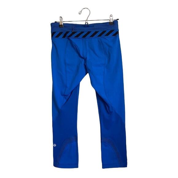 Lululemon Sapphire Blue Pace Rival Crop Leggings SZ 6 Stretch Breathable Gym - Picture 2 of 4